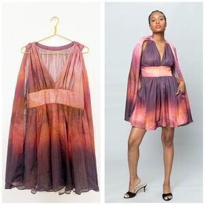 NWT Hope For Flowers By Tracey Reese Mini Caped Halter Dress Size XL Ombre